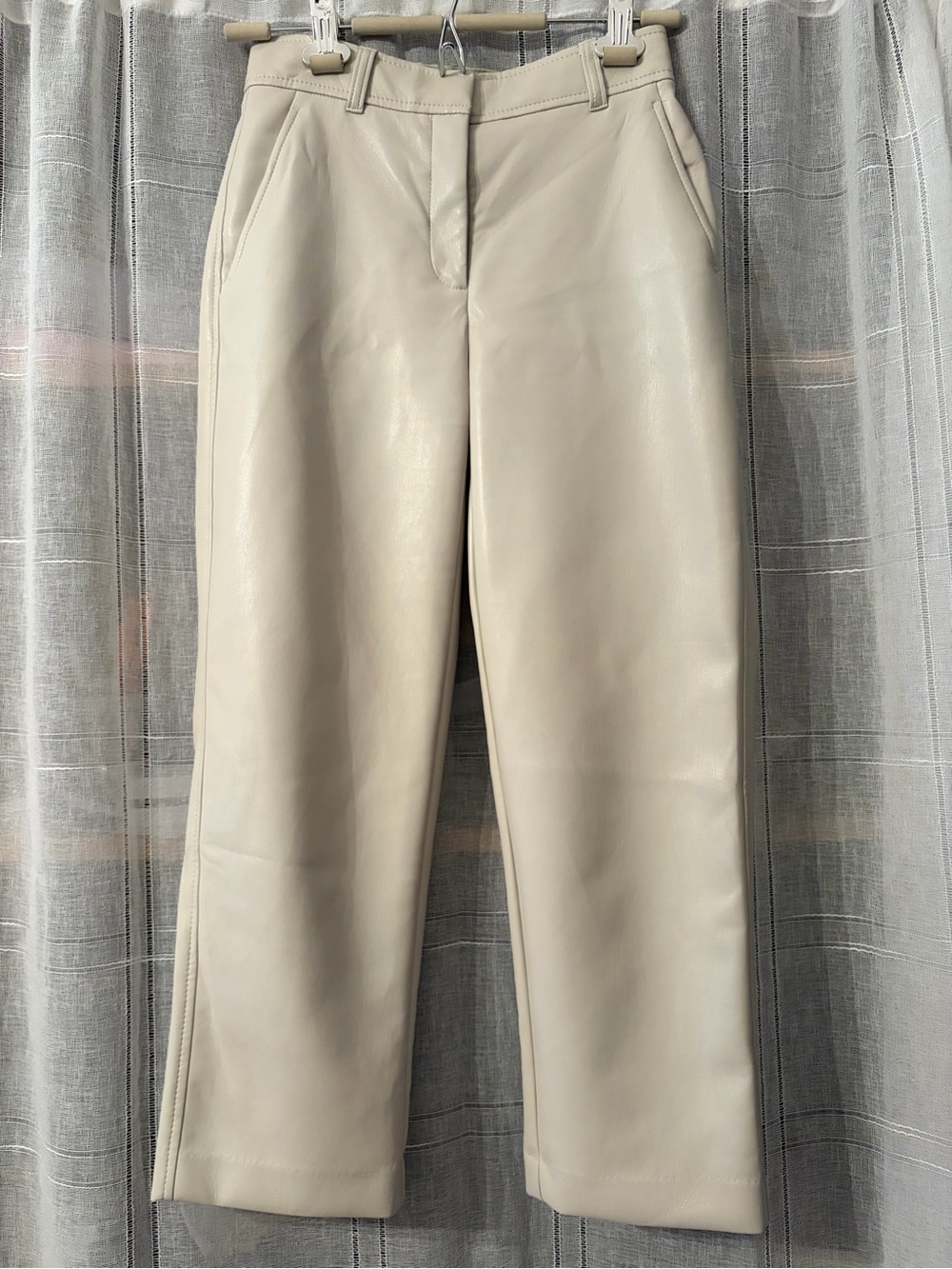 Aritzia Babaton Faux Leather Soft Straight-Leg Pants in Light Taupe Size 0